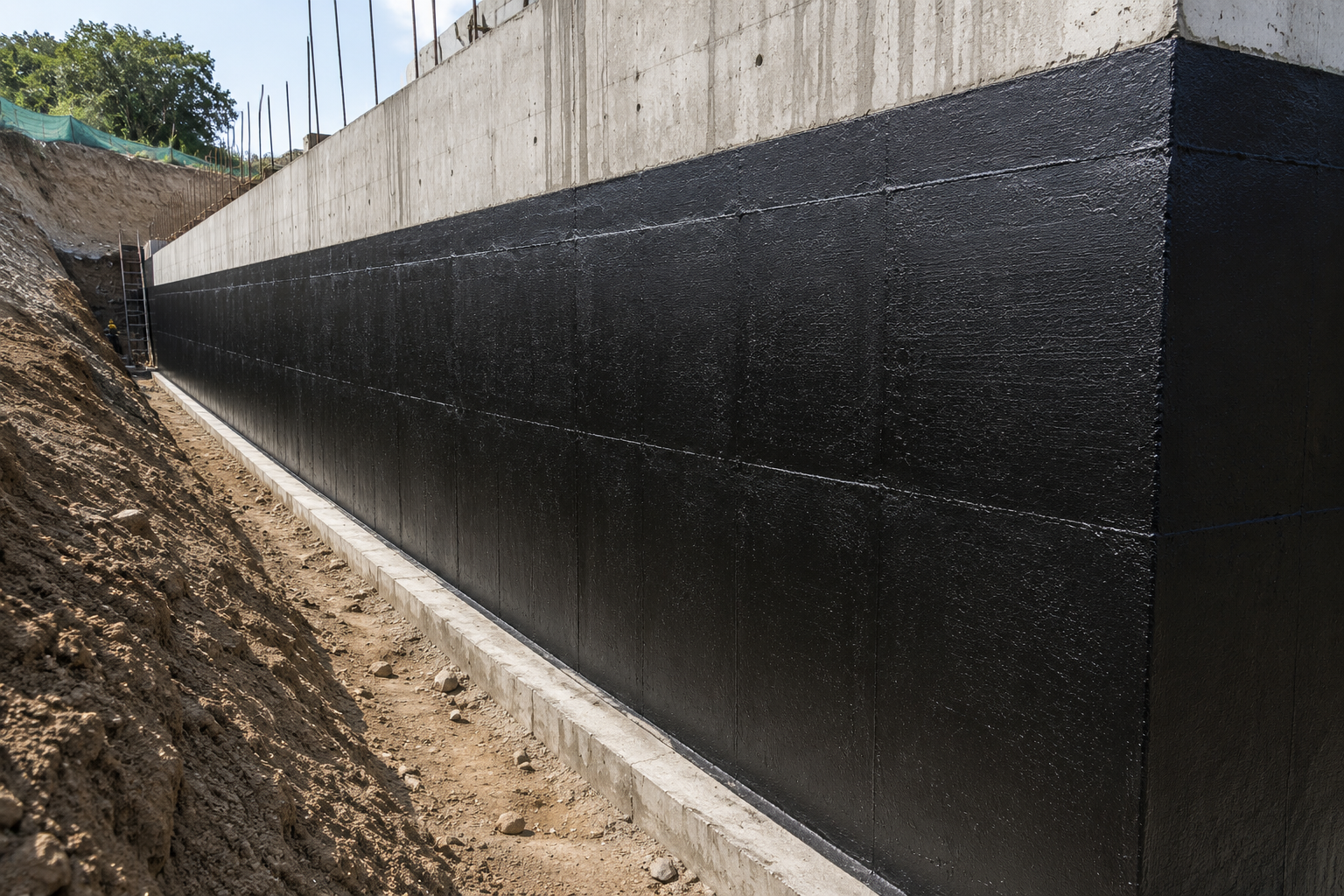 Retaining wall waterproofing
